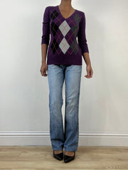 winter edit | small purple old h&m jumper with argyle print