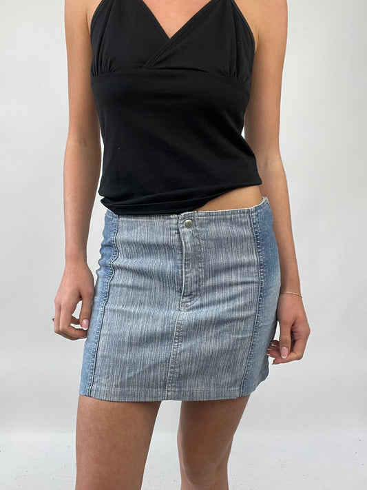 PALM BEACH DROP | small denim blue mini skirt with contrast side panels