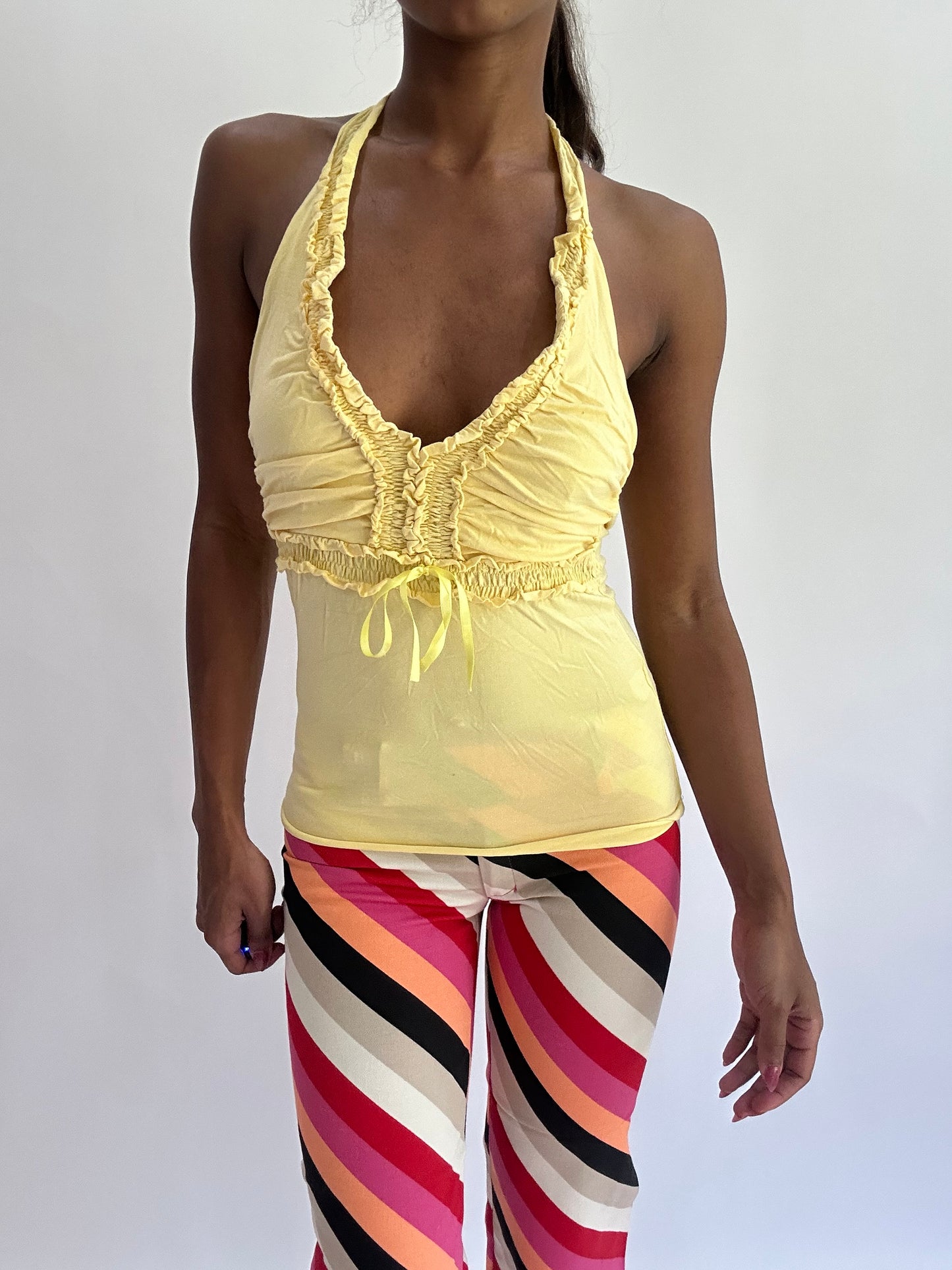 colourmaxxing drop | small yellow halterneck top