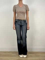 countryside | medium grey mesh floral top