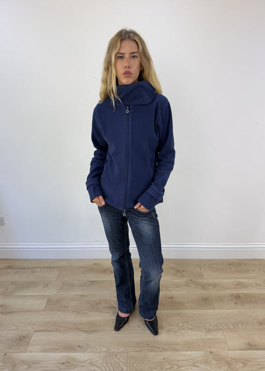 large navy bench zip up fleece