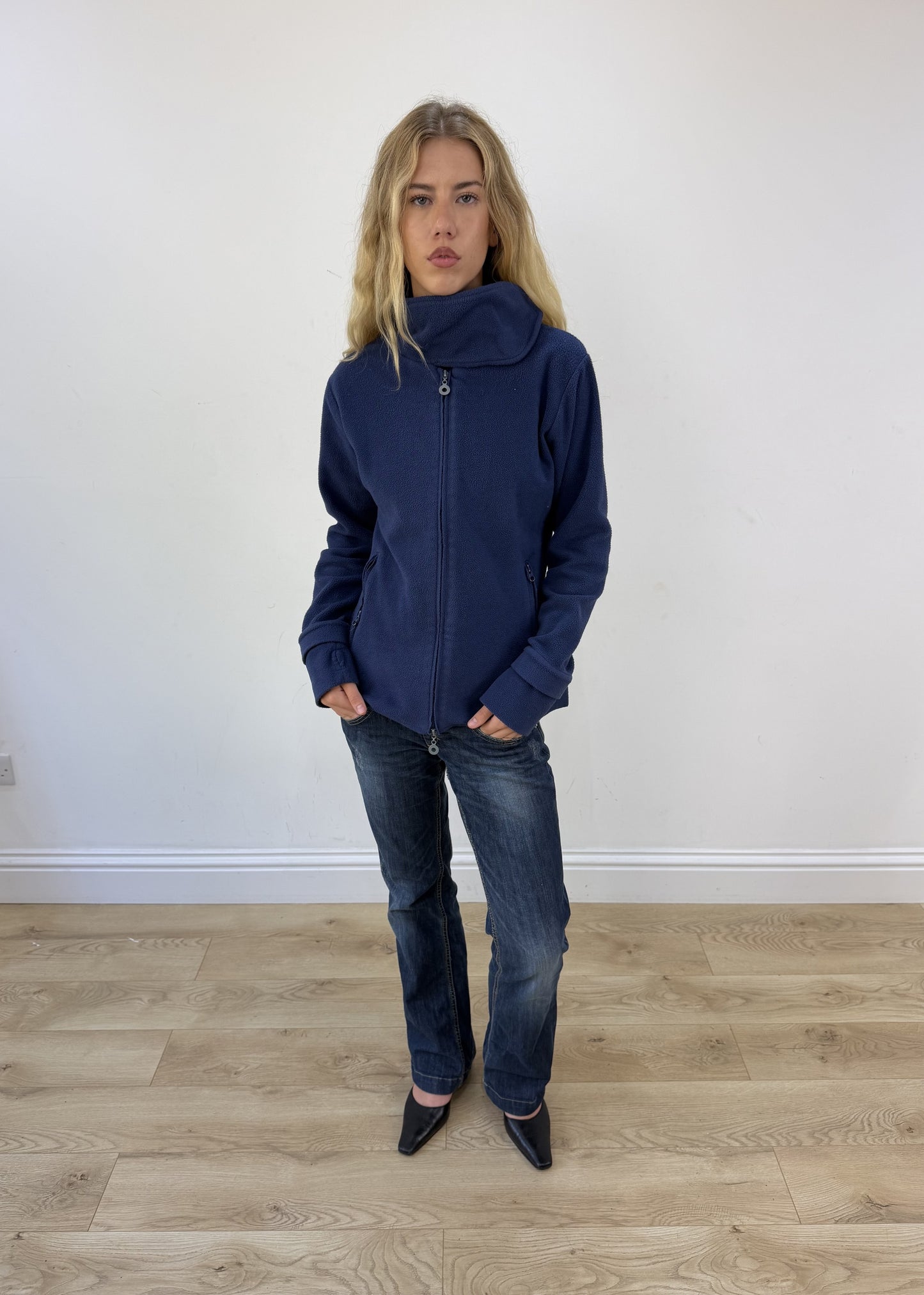 medium navy bench zip up fleece