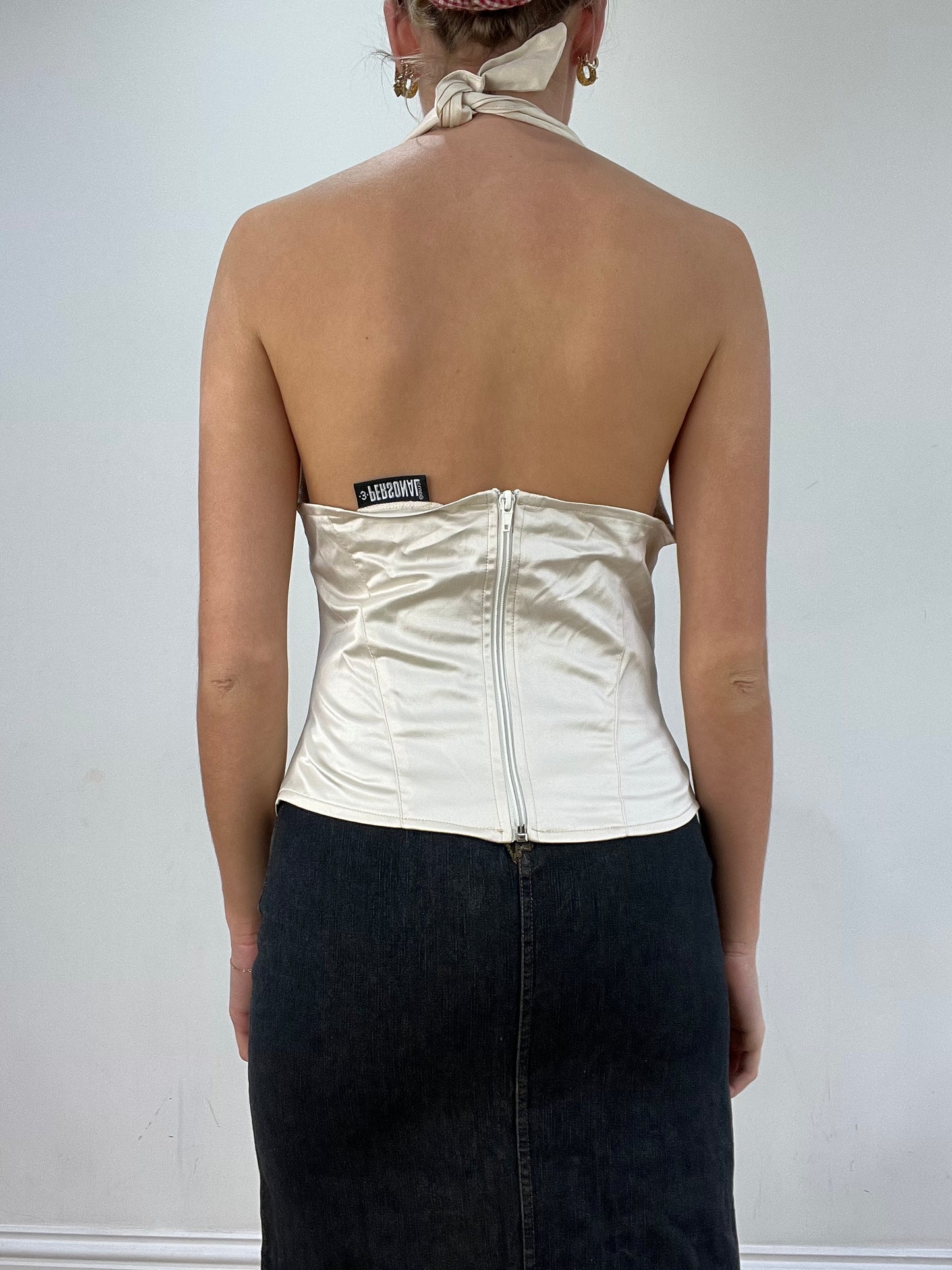 vintage edit seventeen | medium gold halterneck beaded top