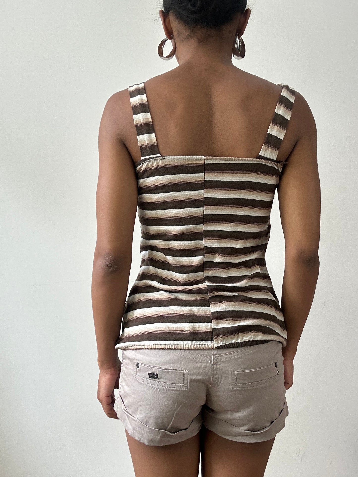 vintage edit twenty-nine | small brown and cream striped vest with ribbon detail