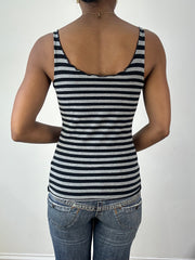 💻💚 vintage edit eighteen | small black and grey stripy cami top