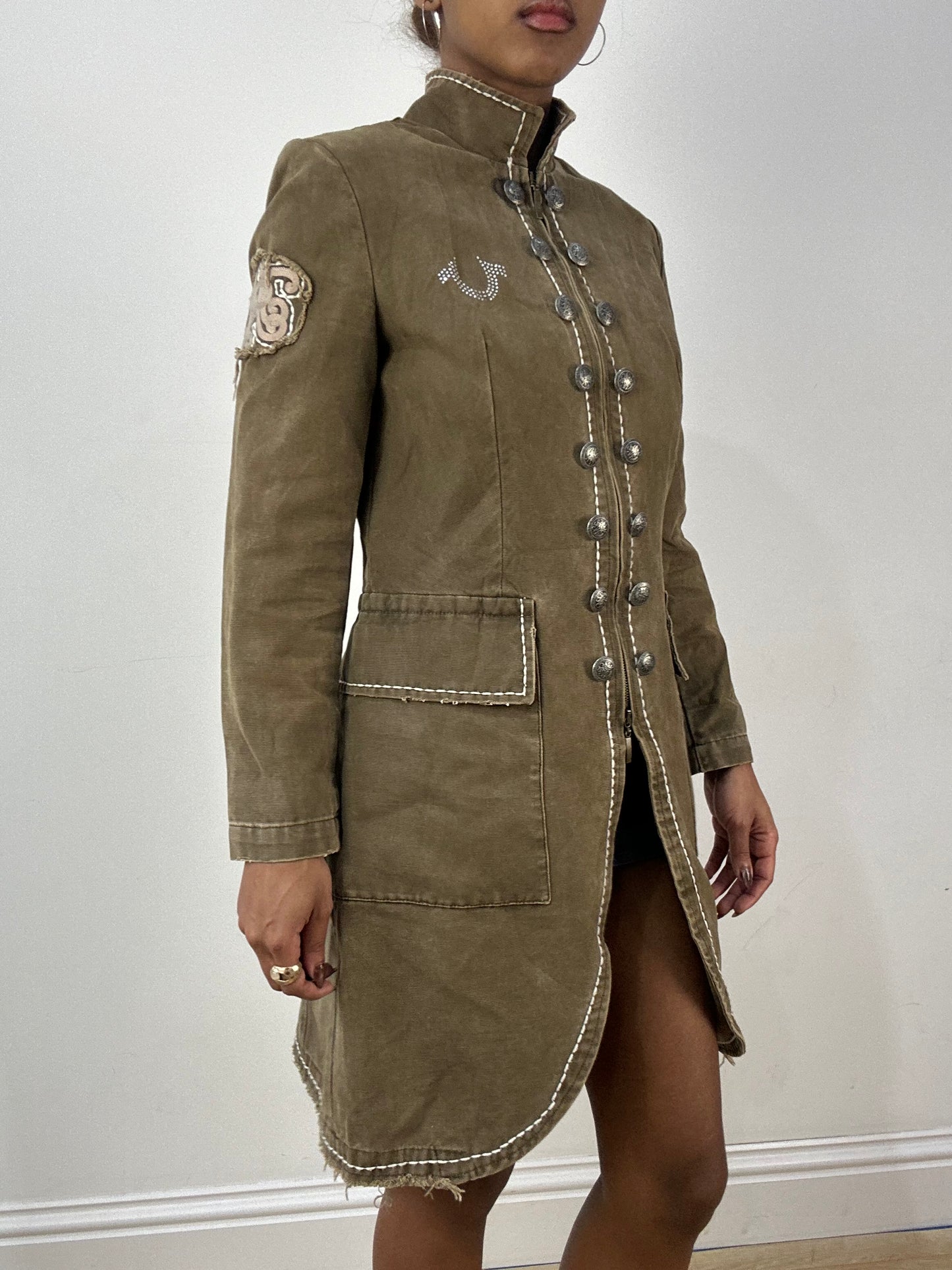 vintage edit thirty-six | small khaki true religion solider style jacket