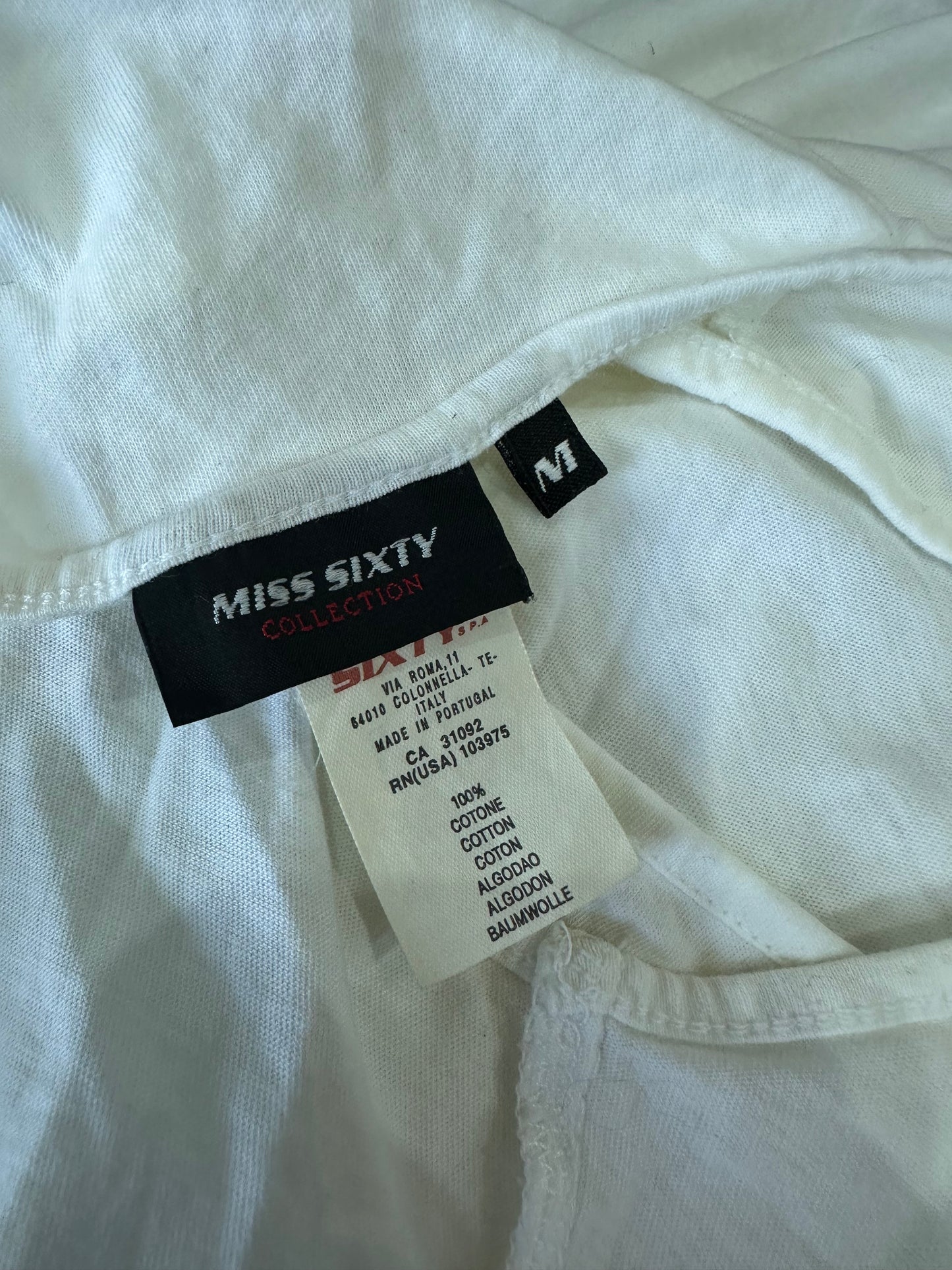 BEST PICKS | small white miss sixty graphic top with cutout back