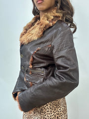 vintage edit: fashion week | small brown leather button up jacket