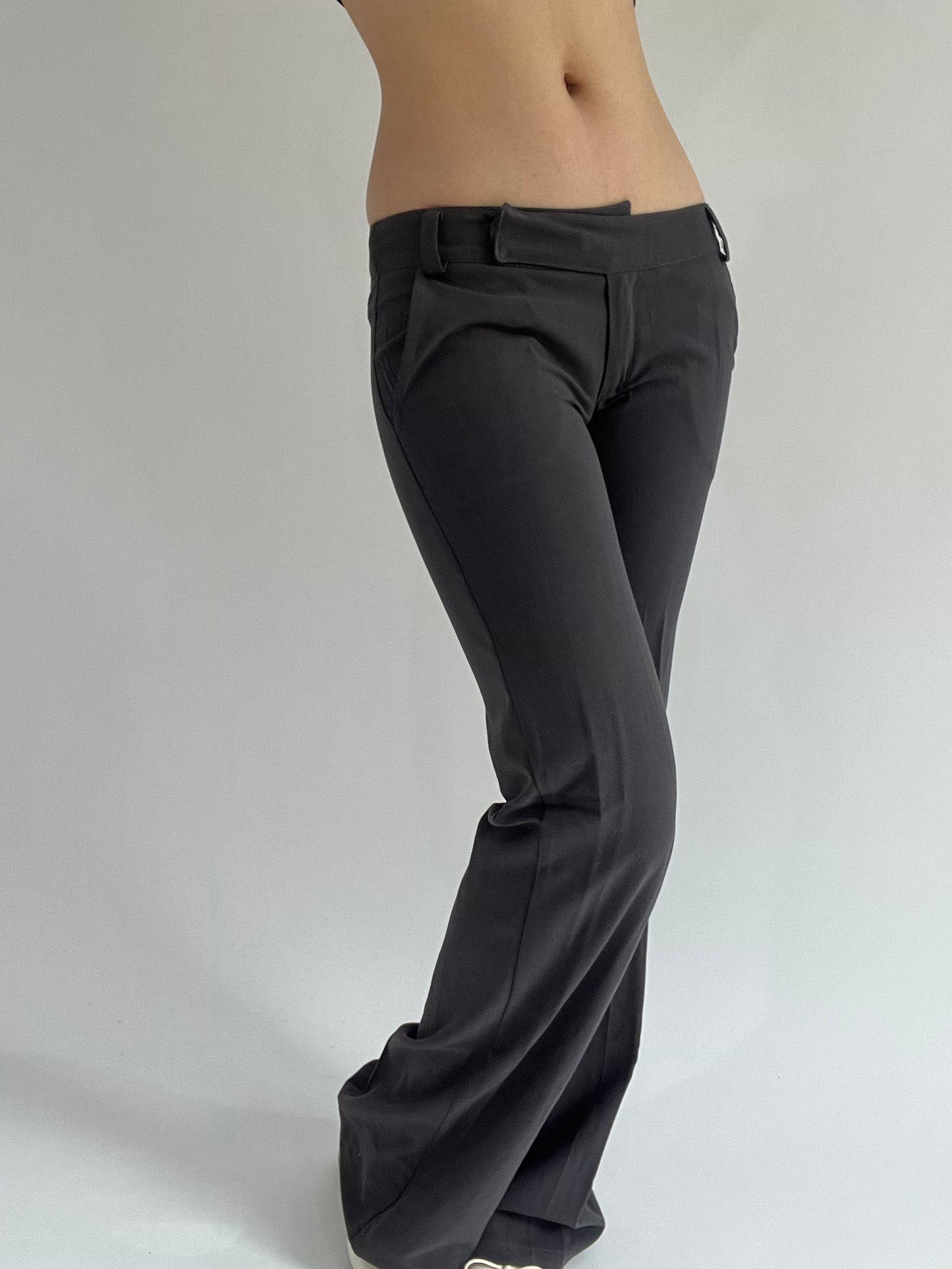 ‼️ | dark grey belt detail fitted trousers