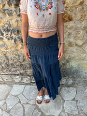 french summer drop | Extra pequeno/menor azul denim terreo maxi disfarce