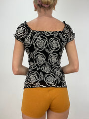 vintage edit eight | medium black and white floral top