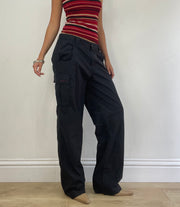 selección vintage | Pantalón de carga de cintura baja media negra