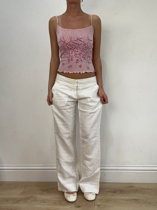 vintage edit seventeen | medium white old bershka linen trousers
