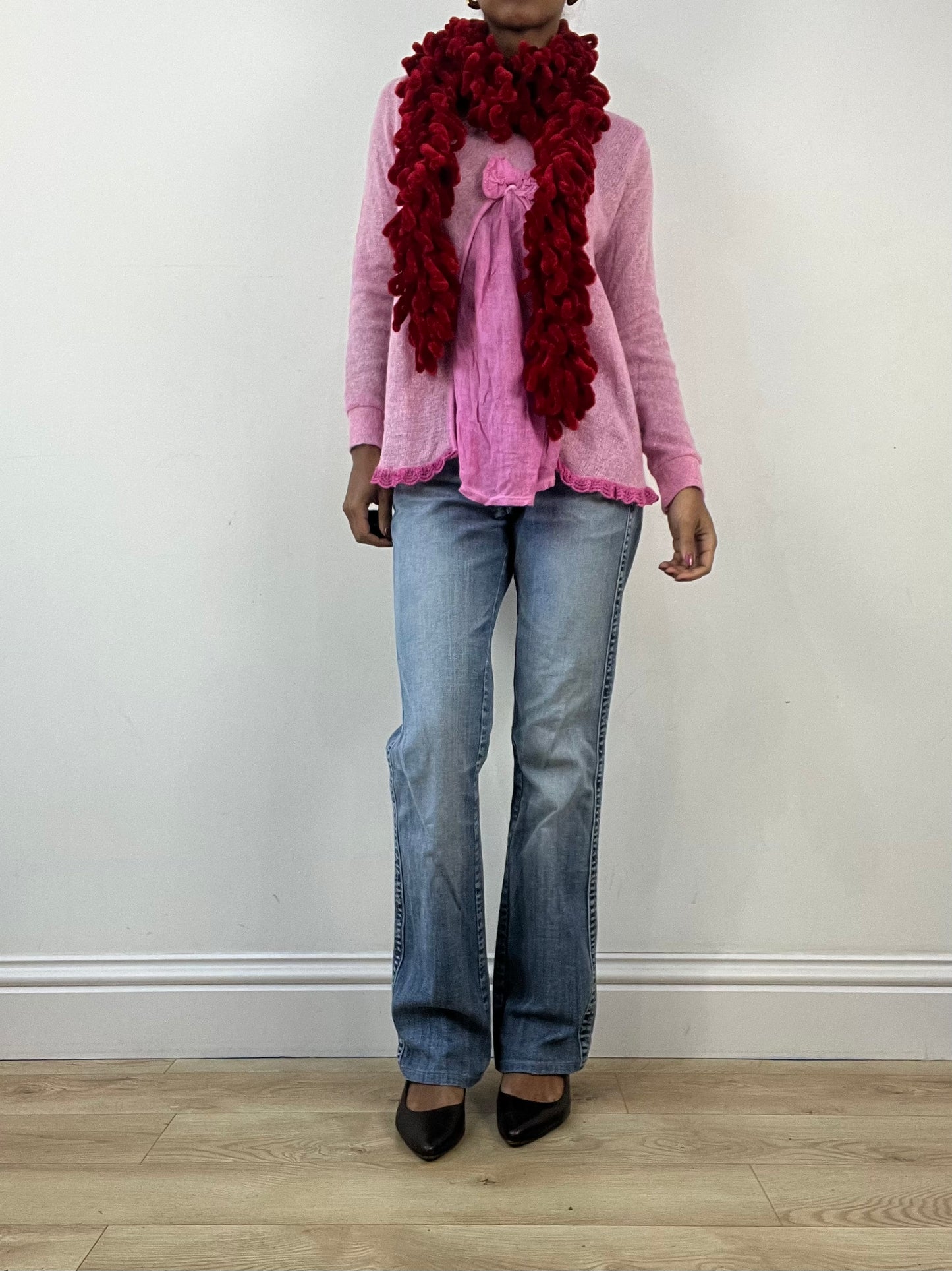 winter edit | red knit tassel scarf