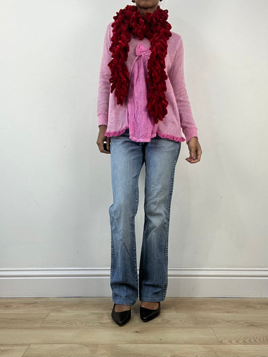 winter edit | red knit tassel scarf