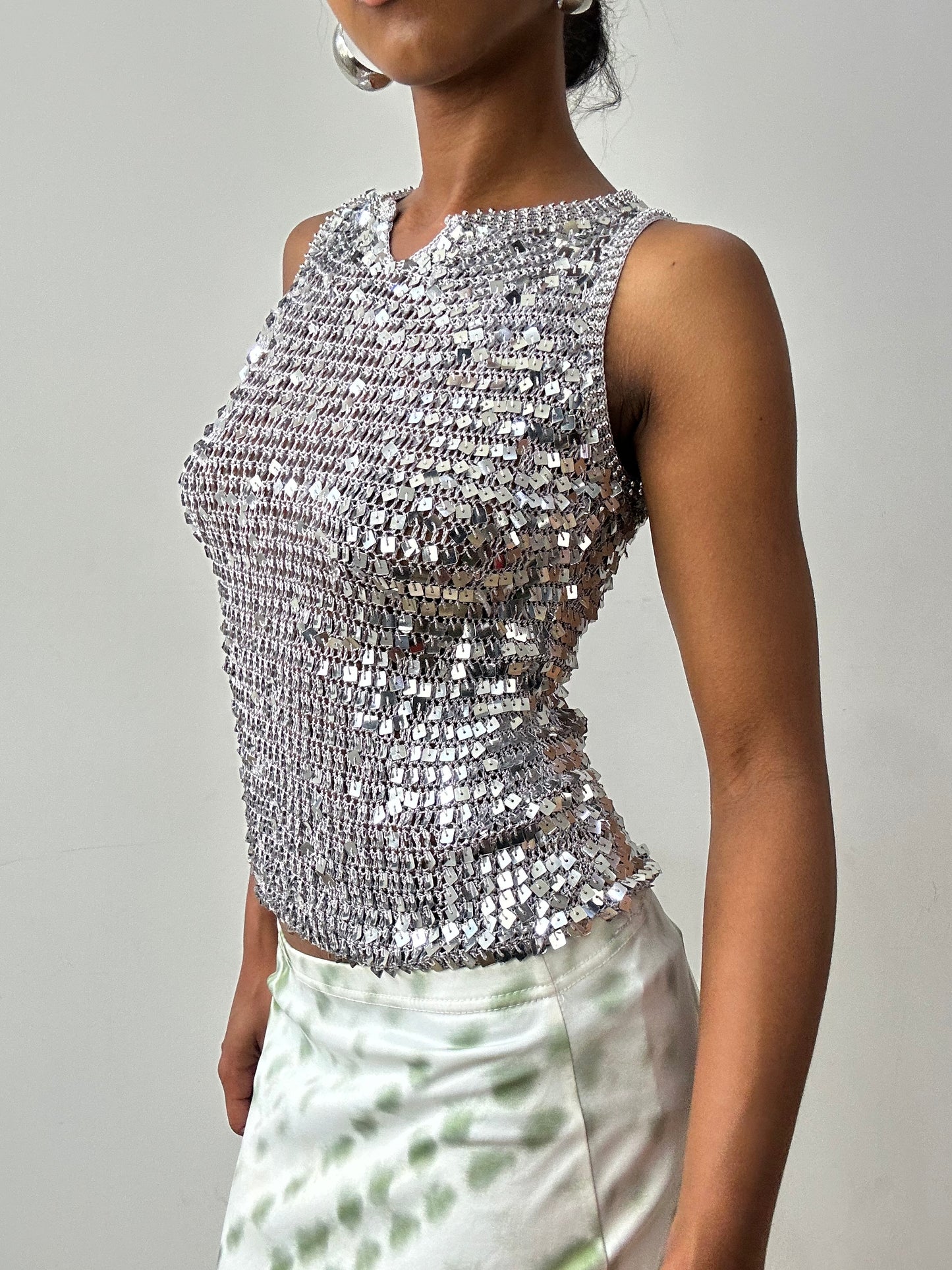 midsummer edit | small silver sequin tank top