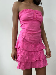 easter edit | small pink bandeau ruffle mini dress