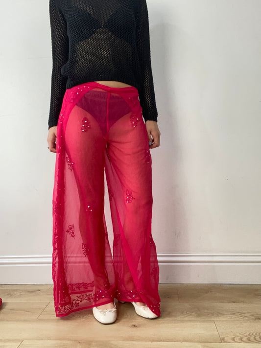 vintage edit thirty | small pink sheer wrap beach trousers