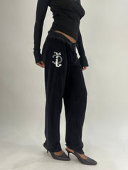 💚vintage edit thirty-five | medium black juicy couture tracksuit bottoms