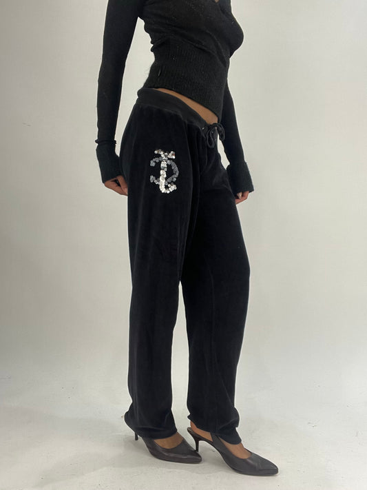 💚vintage edit thirty-five | medium black juicy couture tracksuit bottoms