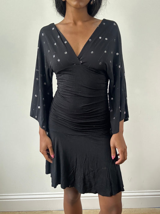 vintage edit: festival | small black and silver batwing mini dress