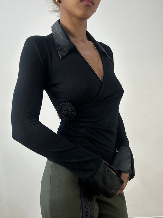 winter edit | small black collared long sleeve top