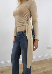 small beige long sleeve top