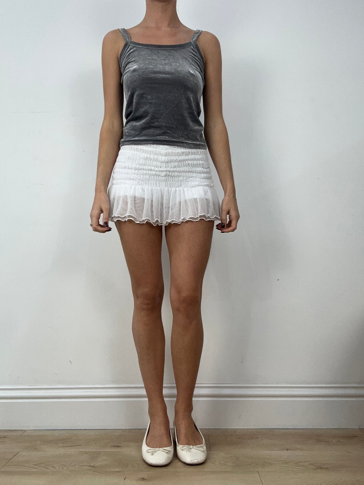 BALLETCORE | small grey velour cami top