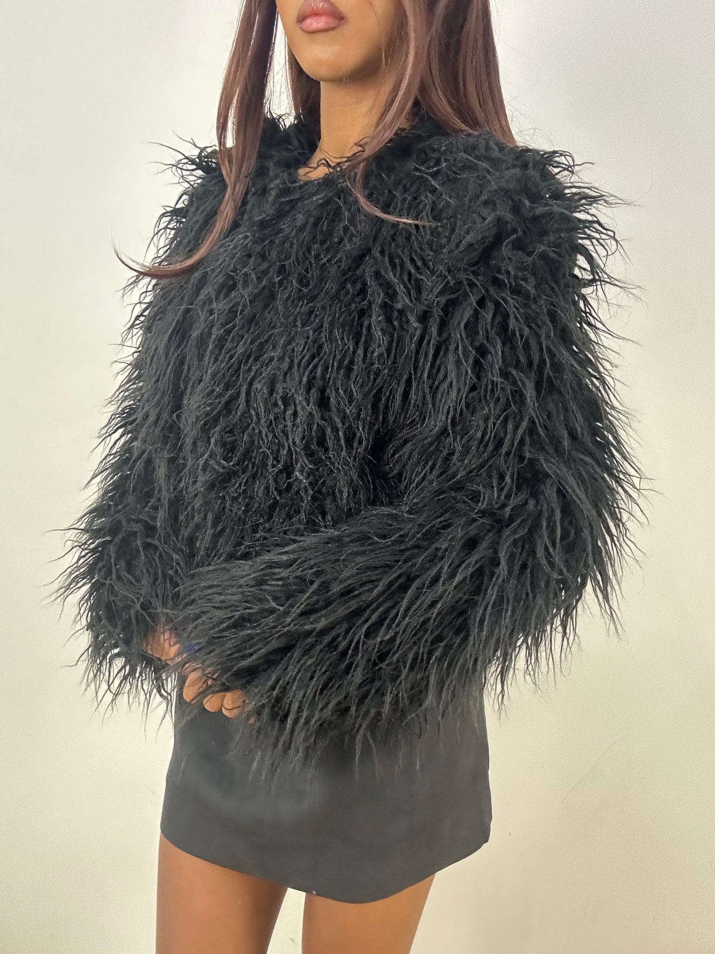 vintage edit thirty-three | small black shag fur jacket