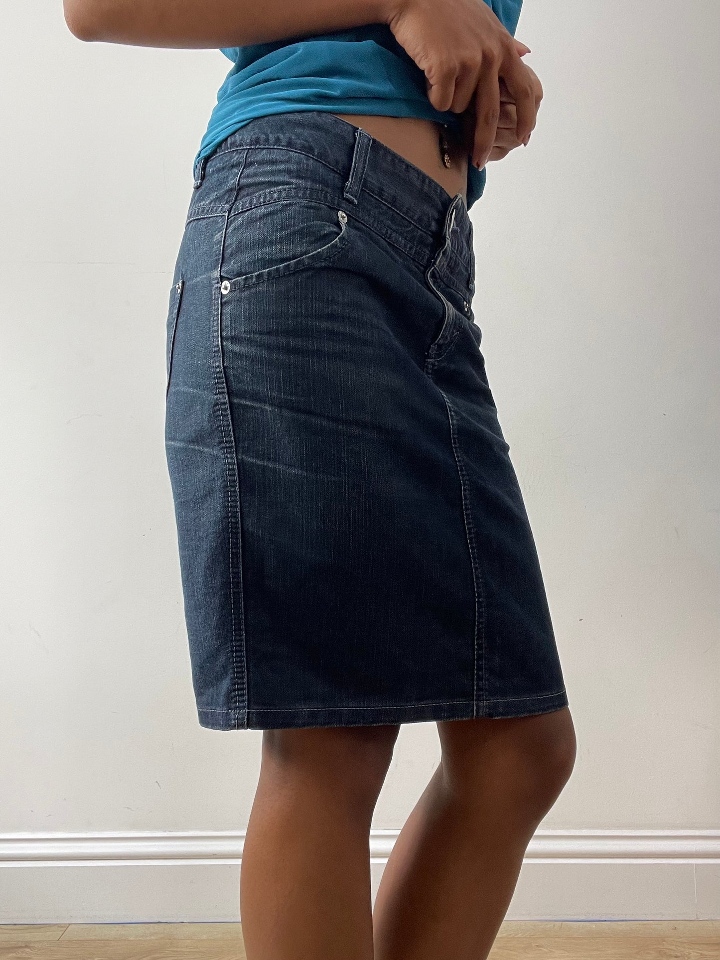 midsummer edit | small blue denim sisley midi skirt