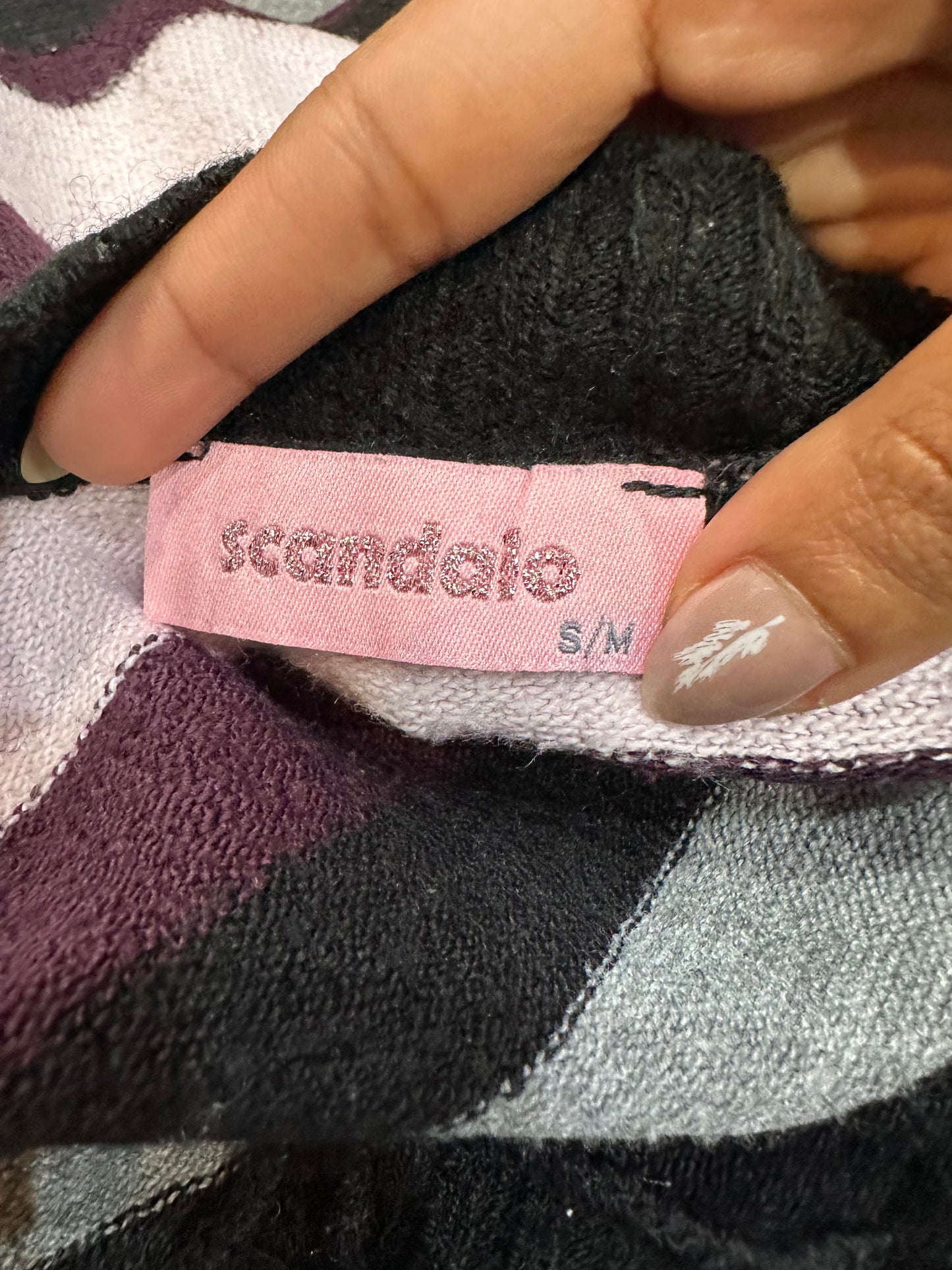 vintage edit thirty-three | small grey and purple knit jumper with stripes