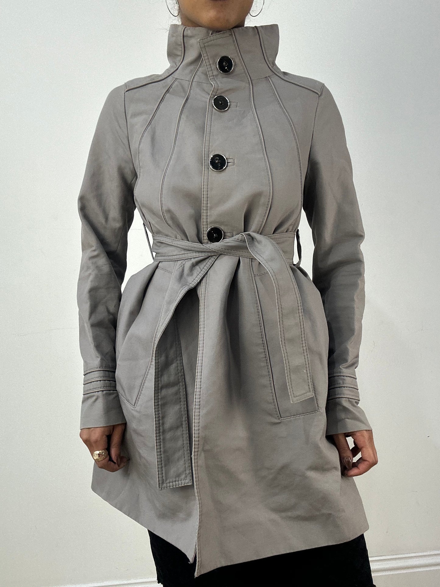 vintage edit thirty-six | small grey belted trenchcoat jacket