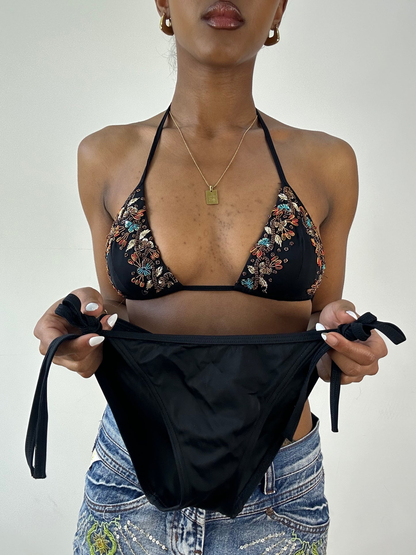 BEST PICKS | extra small black rhinestone bikini set