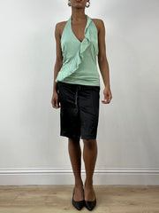 BEST PICKS | small black satin style midi skirt with lace up detail