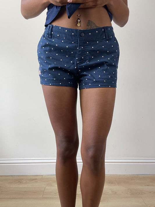 vintage edit twenty-seven | medium navy blue adidas polka dot mini shorts