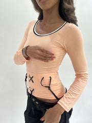 ‼️ | kleine Pfirsich rosa Langarmband Detail Top