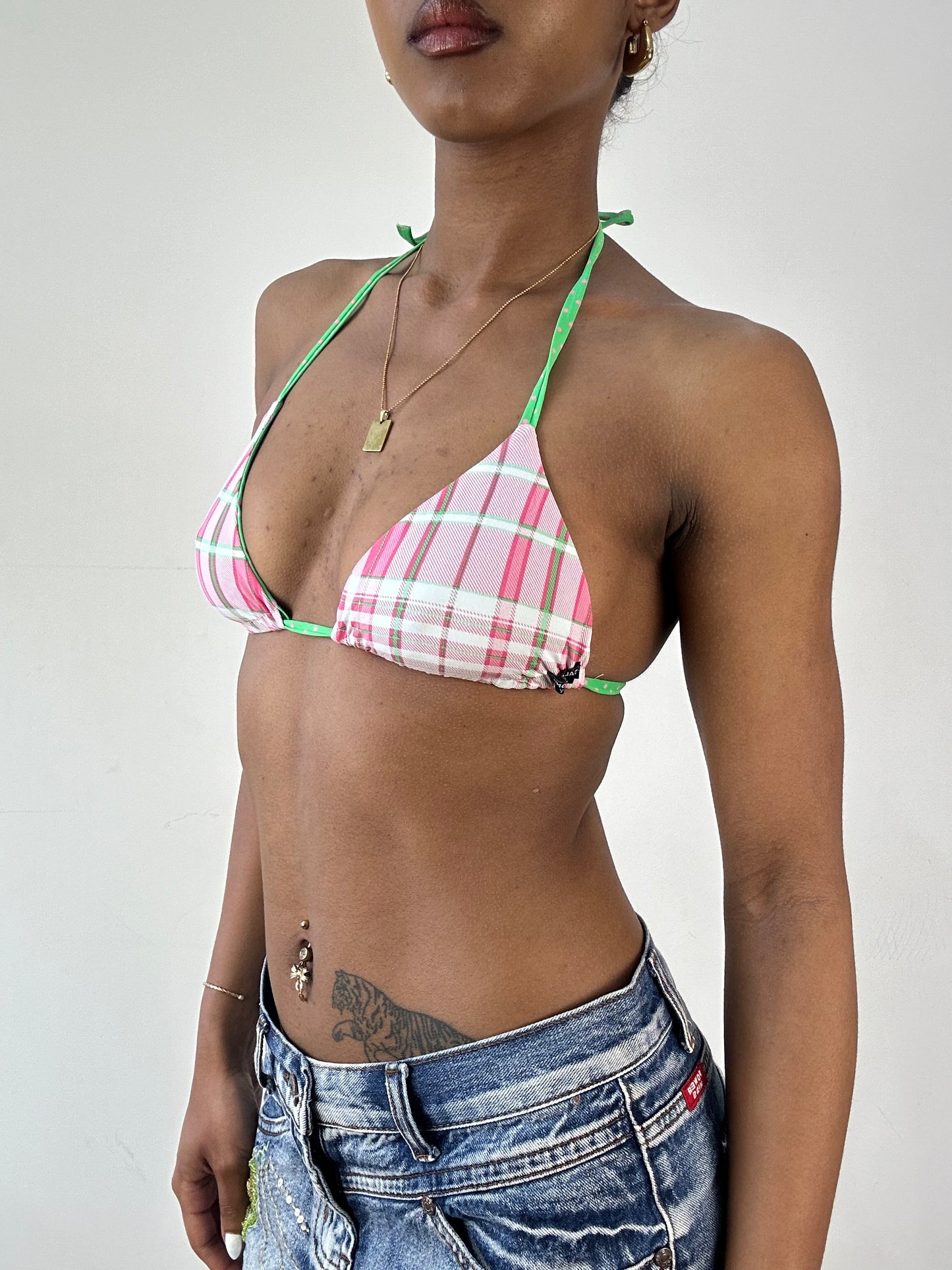 BEST PICKS | extra small pink and green gingham bikini set
