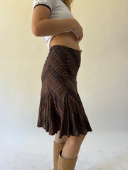 back to school drop | small brown plaid midi skirt
