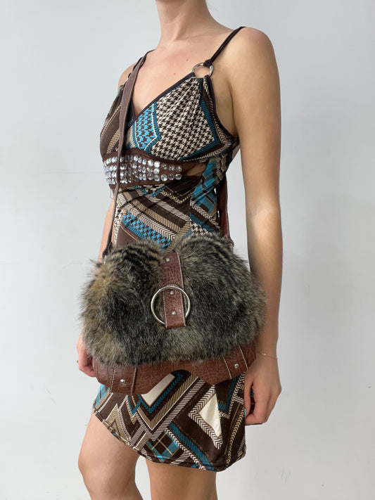 vintage edit thirty | brown faux fur crossbody bag