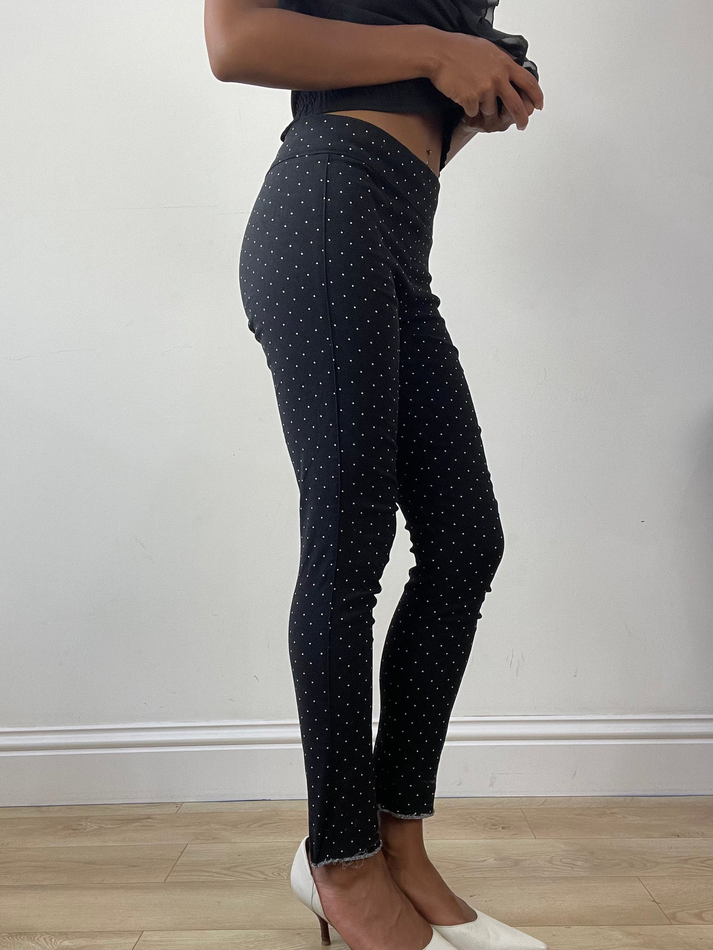 vintage edit twenty-six | small black skinny trousers with polka dot print