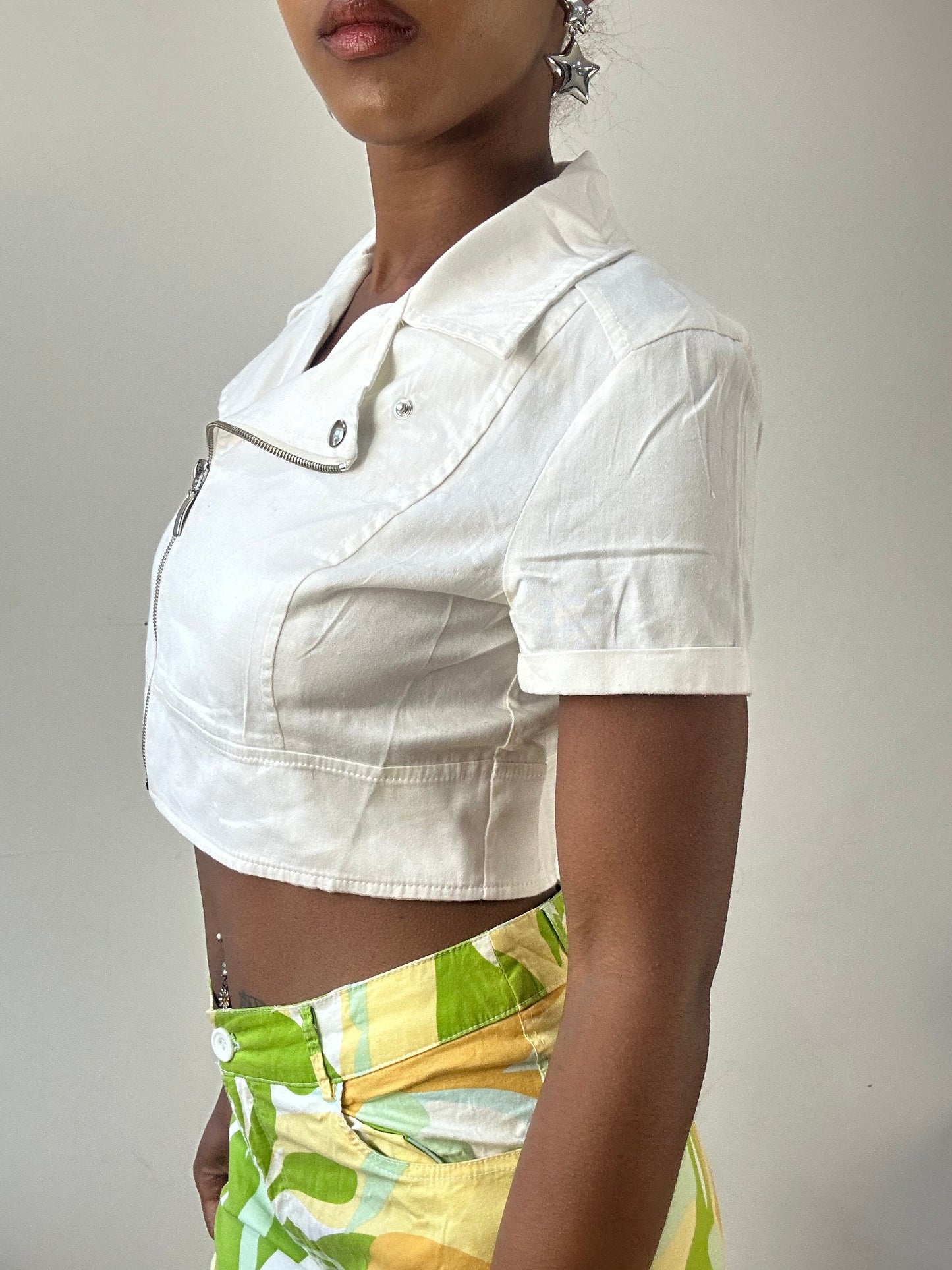 BEST PICKS | extra small white cropped zip up jacket