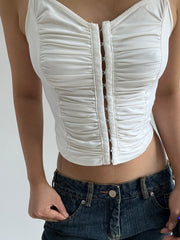 autumn picks | small white  ruched cami top with thin straps