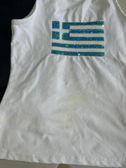 olivia rodrigo drop | Extra Pequeno Branco Sequin Flag Tank Vestido Superior Mulheres