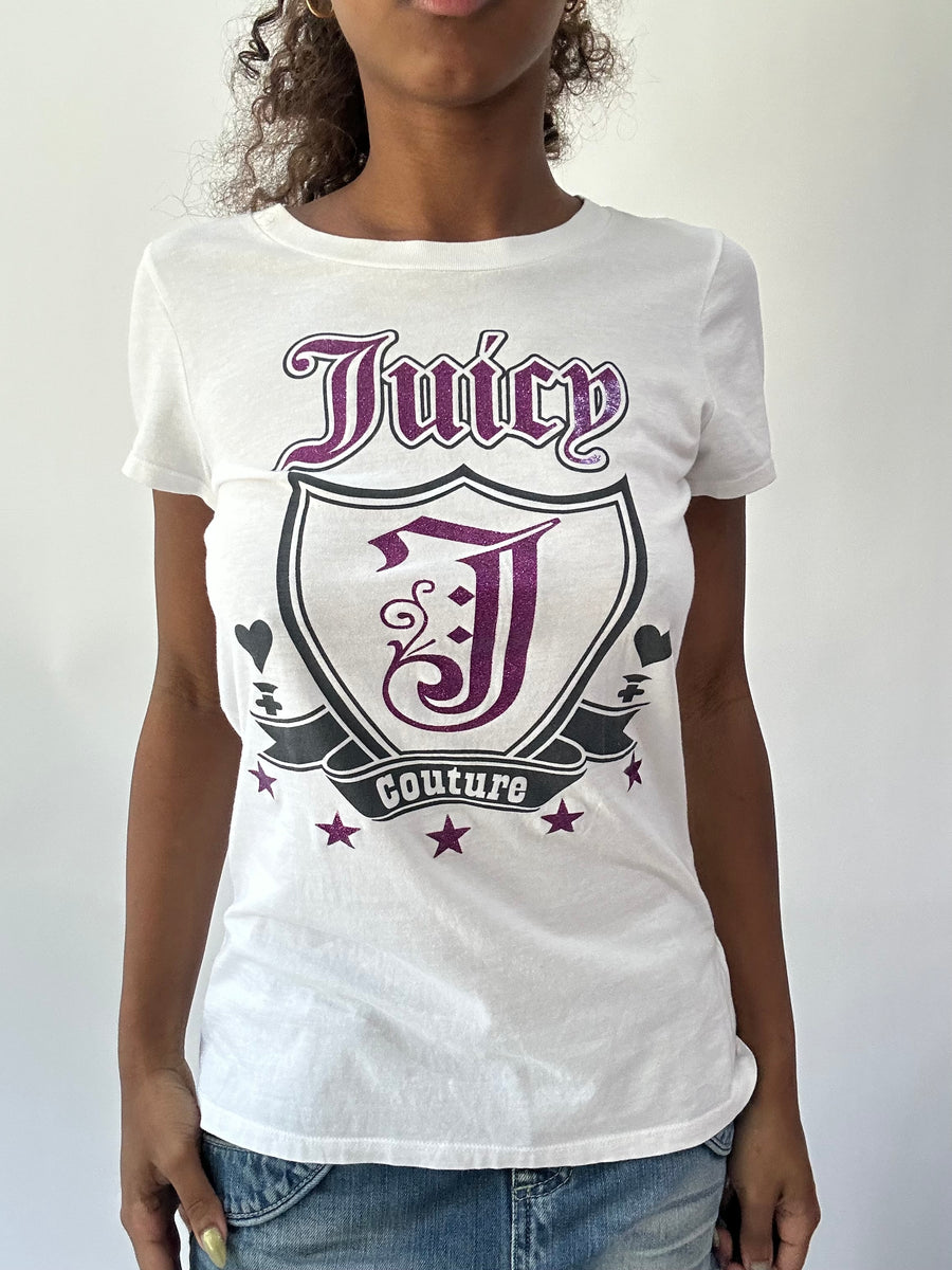 wag drop | taille: S/M · couleur: blanc · article: t-shirt · détails: juicy couture