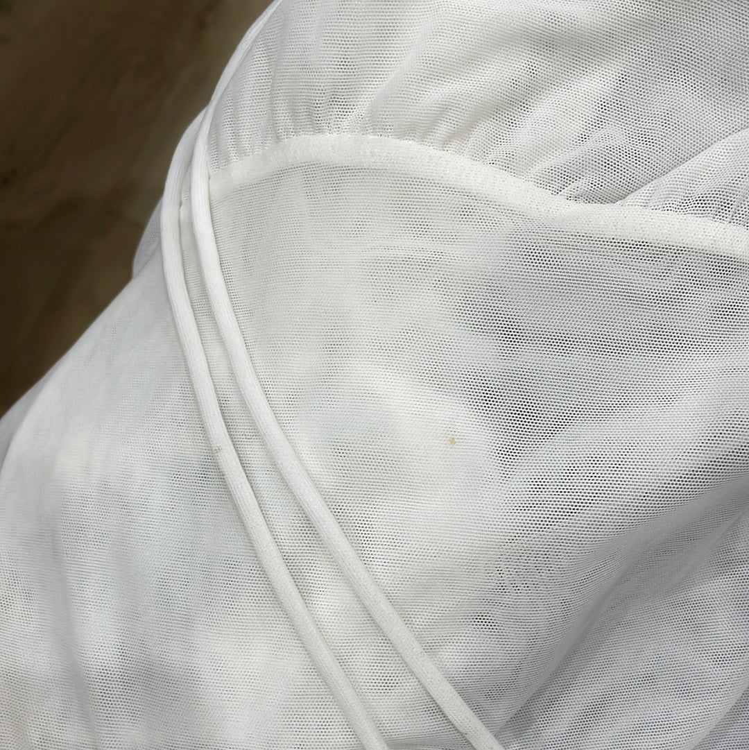 COASTAL GRANDMA DROP | small white mesh embroidered top