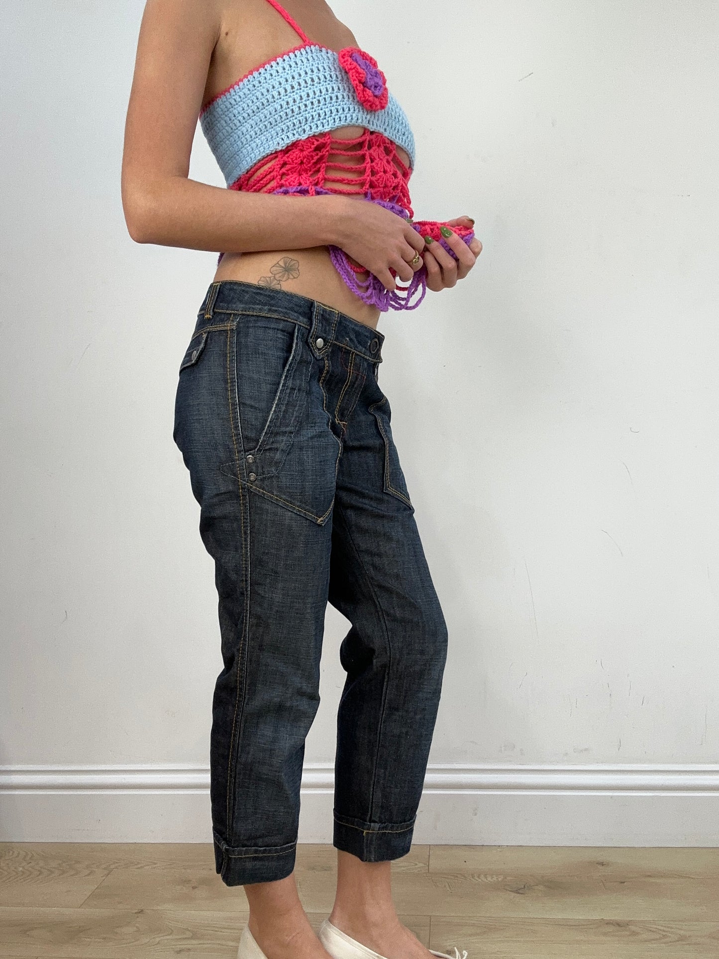 vintage edit seventeen | small dark wash miss sixty capri jeans