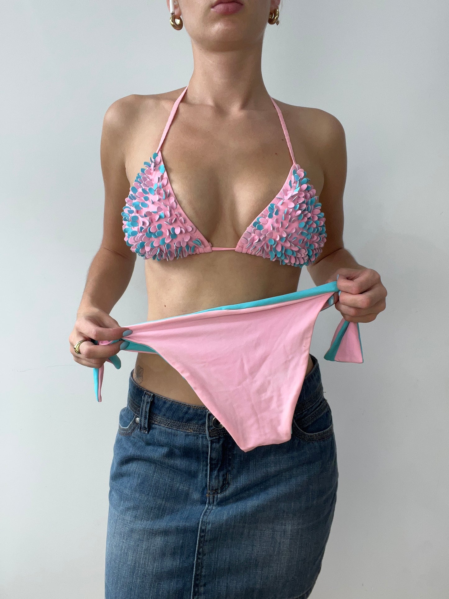 vintage edit thirty | small blue and pink bikini set