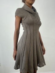 winter edit | small brown knit turtleneck mini dress