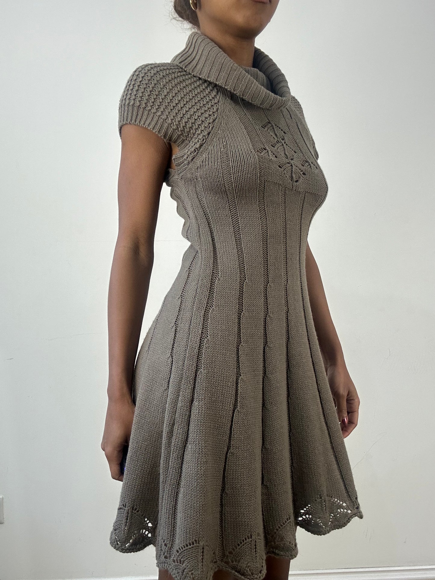 winter edit | small brown knit turtleneck mini dress