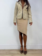 vintage edit thirty-three | extra small beige pimkie asymmetric midi skirt